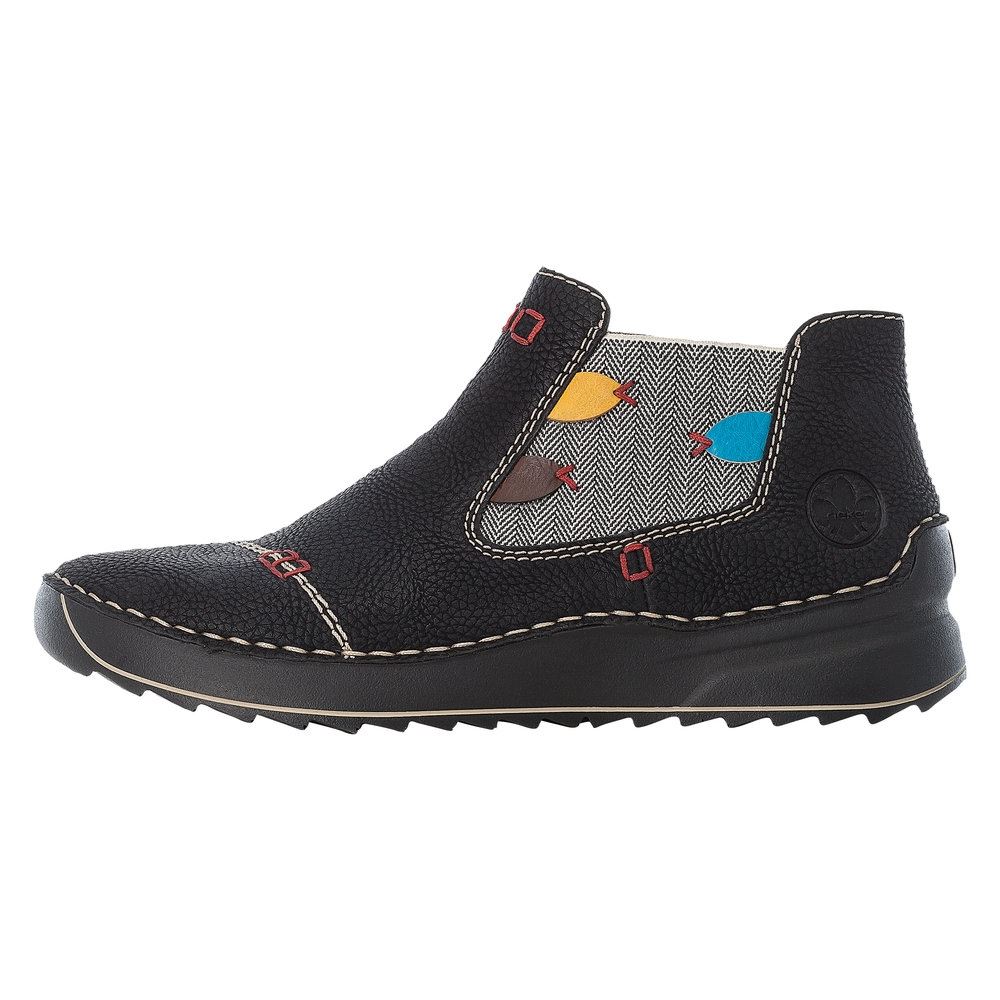 Rieker Chelsea Boots Stiefelette Slipper  schwarz 51592-00 38 | schwarz/brandy/ | F