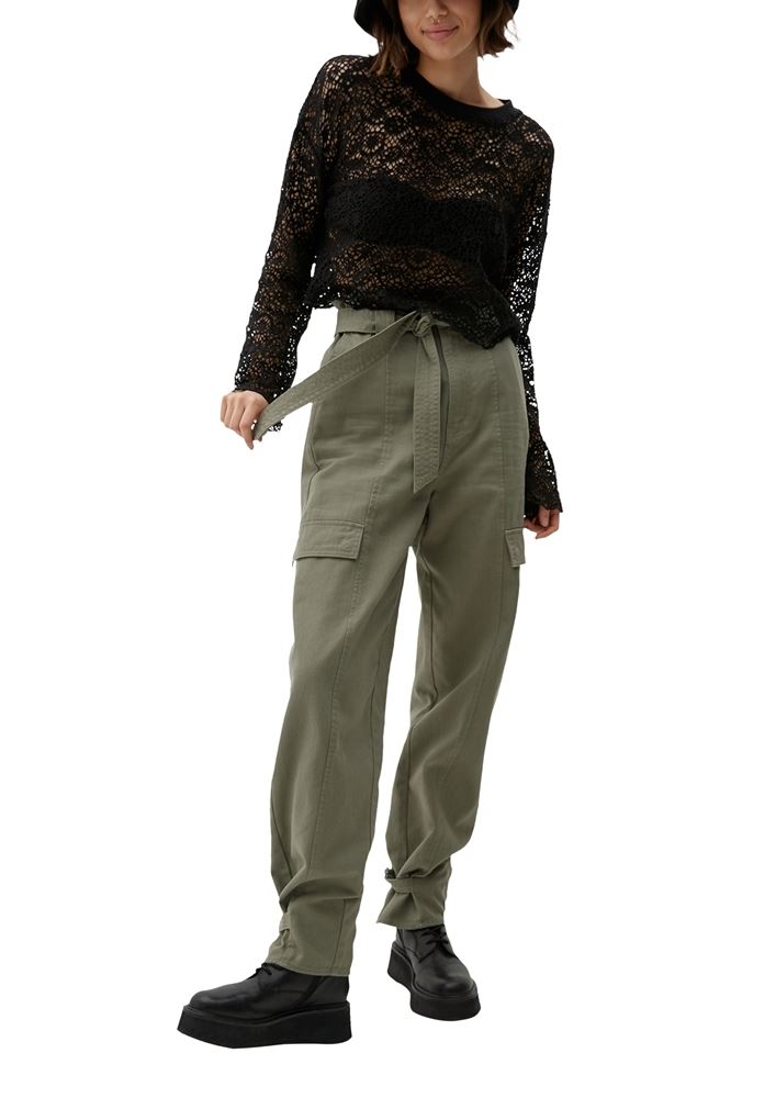 QS designed by Longsleeve mit Lochmuster schwarz S13 2127651 