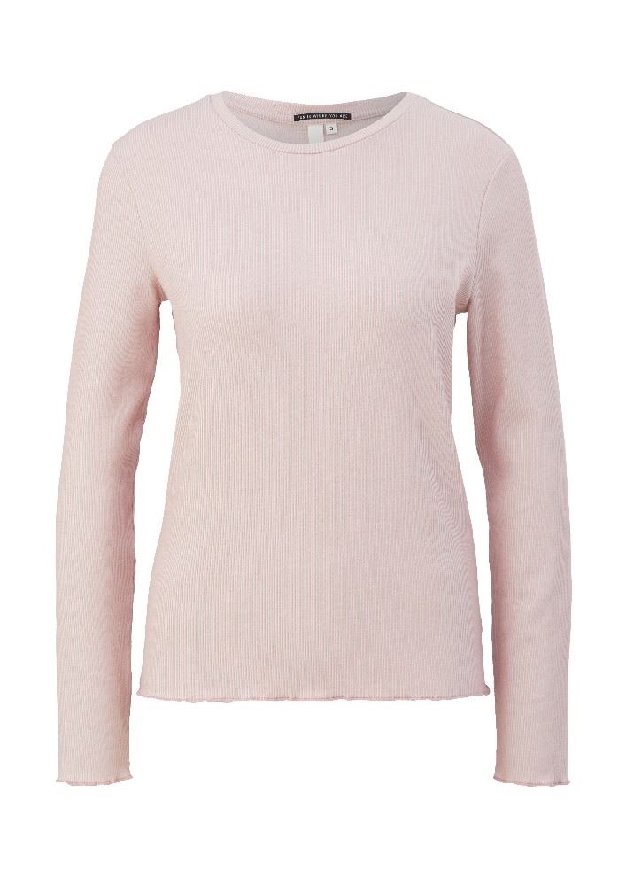 QS designed by Longsleeve mit Rippstruktur rosa, lila S13 2126088 