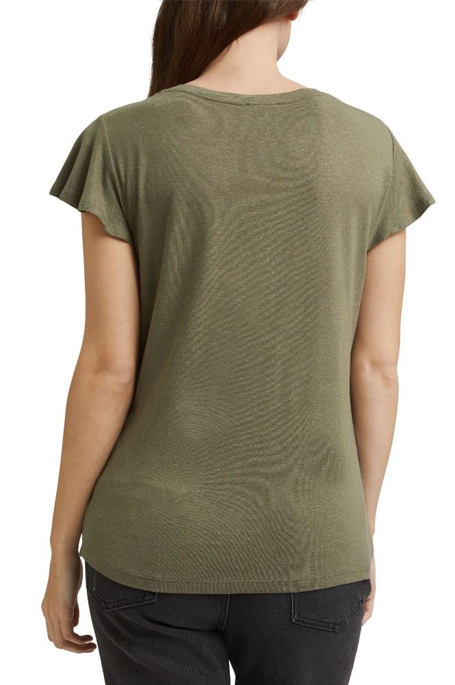 edc T-Shirt Leinen grün 041CC1K332 S | C354 KHAKI GREE | 