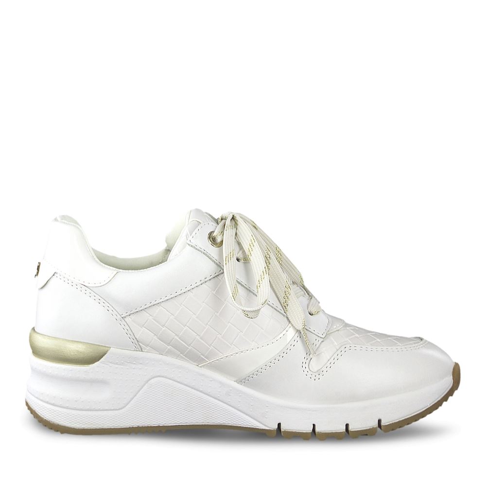 Tamaris Sneaker Keilabsatz Wechselfußbett weiß  S12 1-1-23702-28 42 | 103 WHITE LEA/S | 