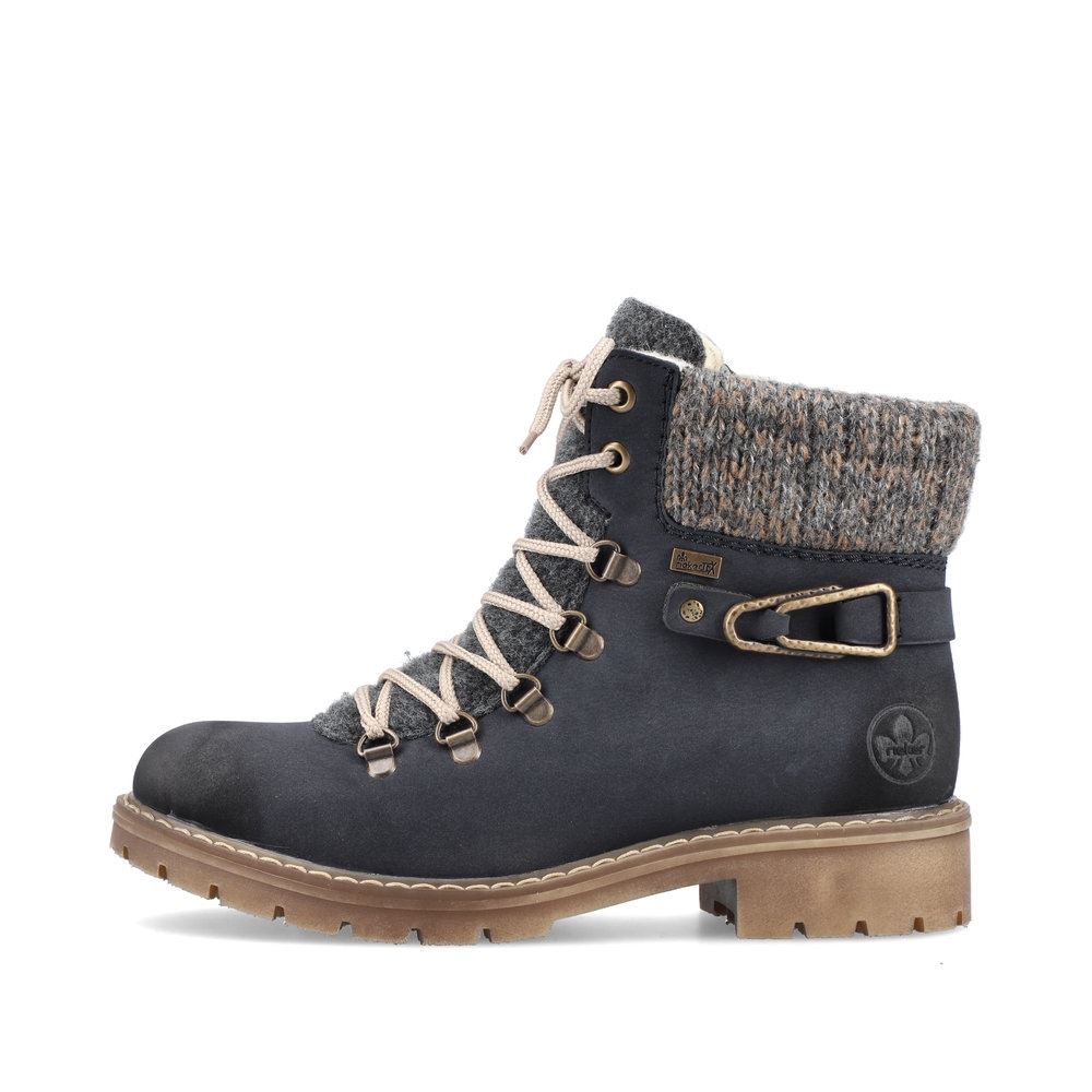 Rieker Antistress Schnürstiefel Boots Lammwolle TEX-Membran  blau S21  Y9131-14 41 | pazifik/anthraz | F