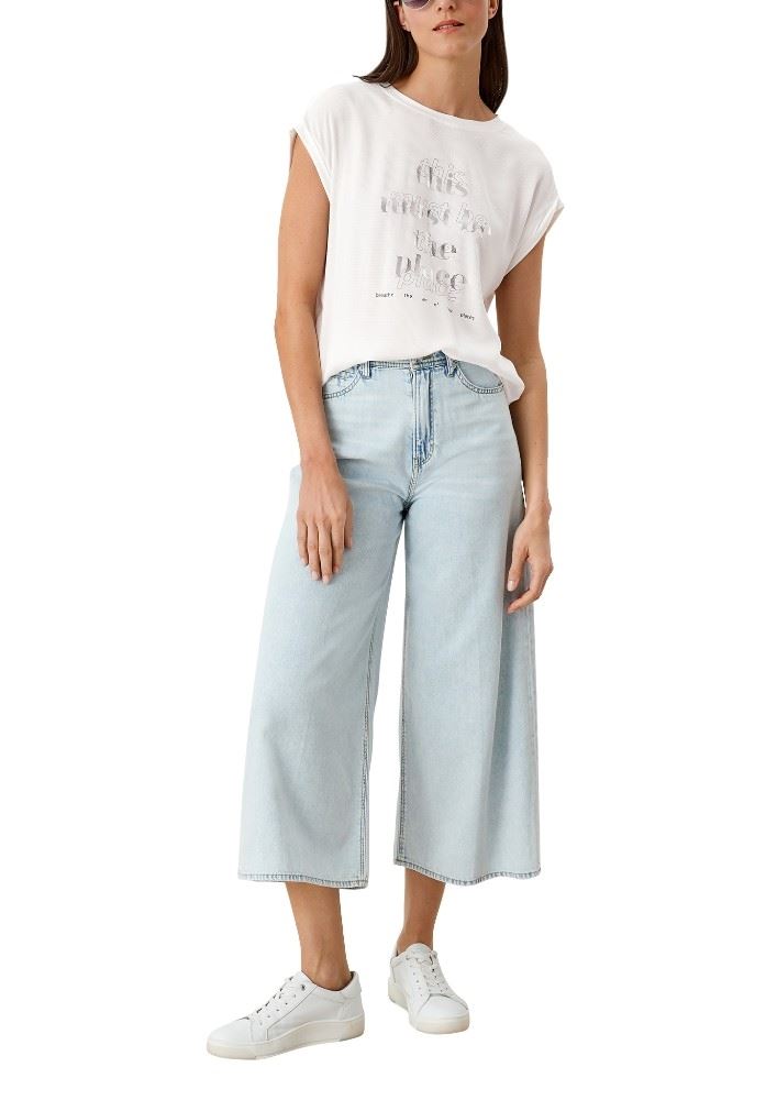 s.Oliver T-Shirt mit Metallic-Statement-Print S12 2115800 38 | 02D0 WHITE | 
