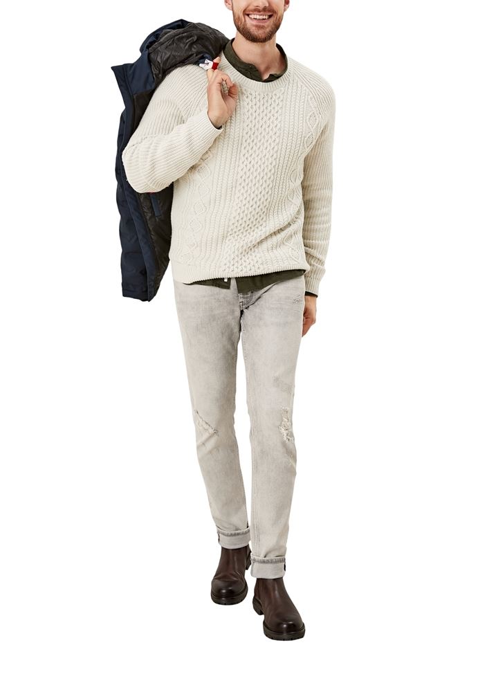 s.Oliver Pullover Zopfmuster Strick Rundhals wollweiß S21 2106000 