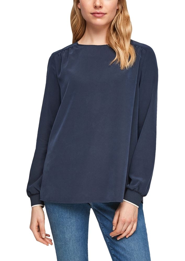 s.Oliver Bluse Langarm Rundhals Rippbündchen S20 2056581 