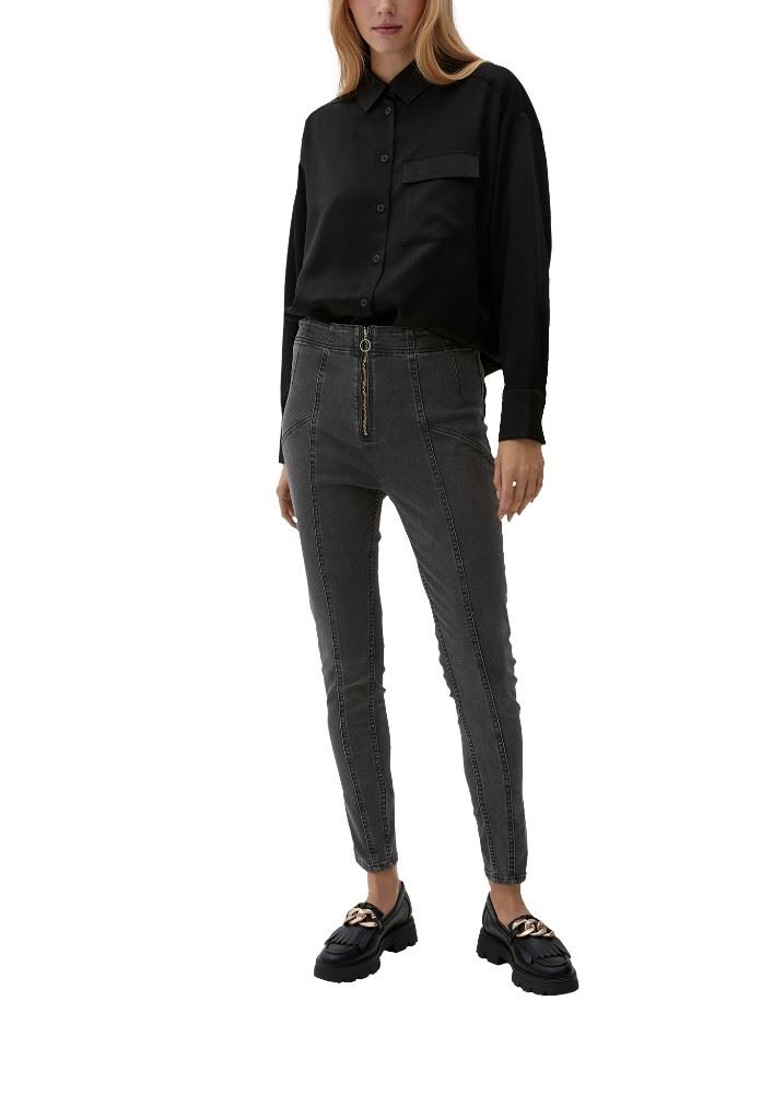 QS designed by Slim-Jeans mit Ziernähten dunkelgrau S22  2118872 36 | 98Z4 GREY/BLACK | 