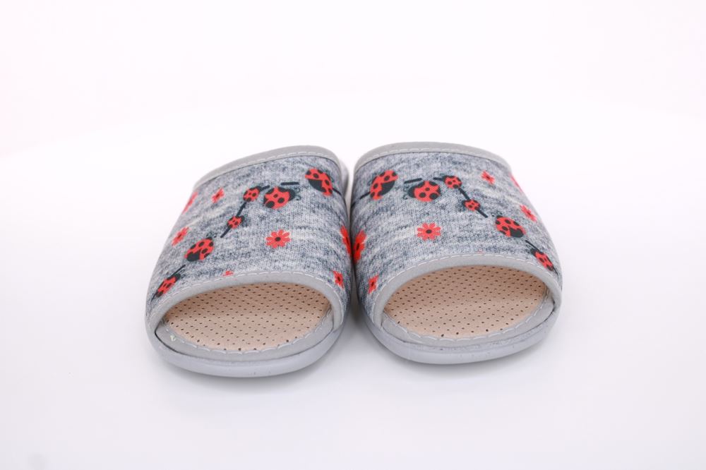 s`knöpfli Damen Pantolette Marienkäfer- Motiv grau S13 Z28649 