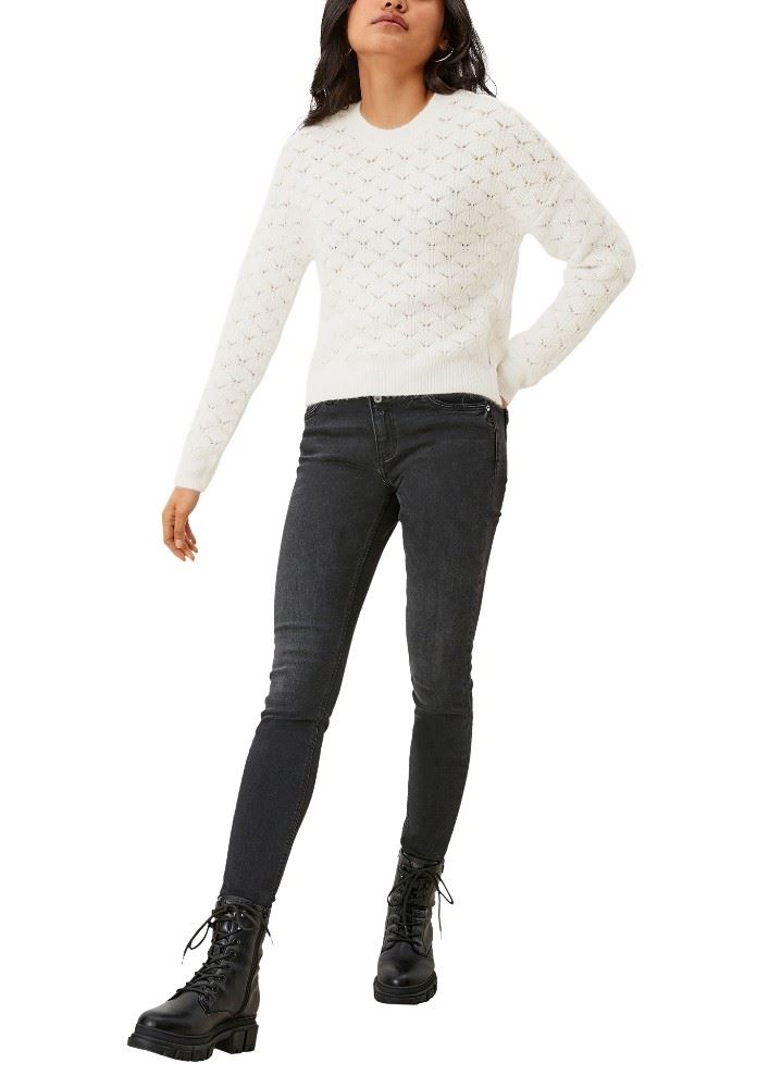 QS designed by Pullover Strick Rundhals ecru S21 2113656 