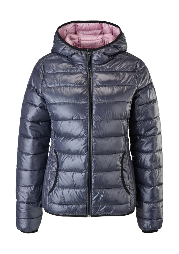 QS designed by Steppjacke Kapuze grün, grau, schwarz S22 2119390 S | 9999 GREY/BLACK | 
