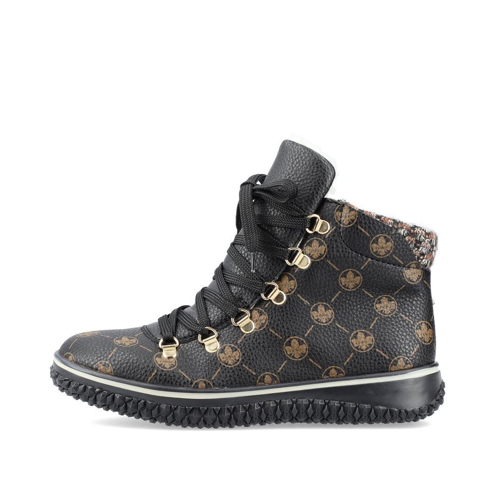 Rieker Antistress Schnürboot Schnürschuh Logo- Print schwarz  S21 Z4235-00 37 | schwarz/terra | E