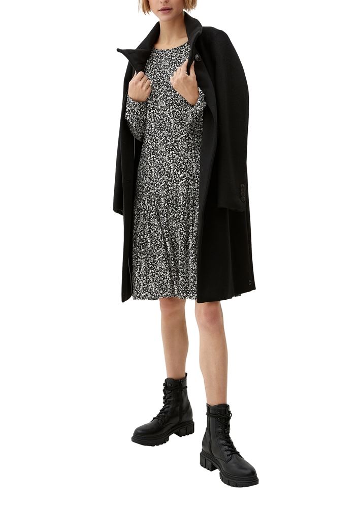s.Oliver Kleid Viskose-Kleid mit Volants S22 2120853 38 | 99A2 GREY/BLACK | 