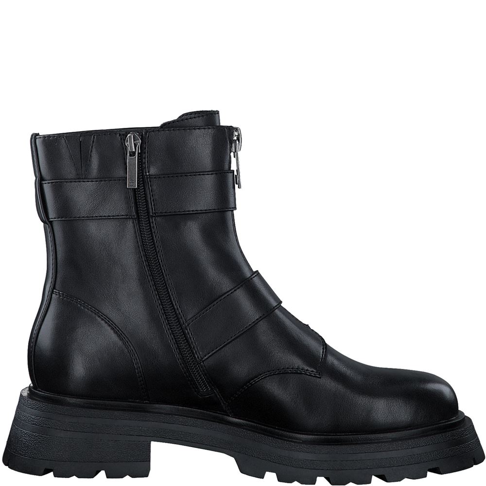 Tamaris Boots Stiefeletten Leder Zierschnallen schwarz S23 1-25320-41 