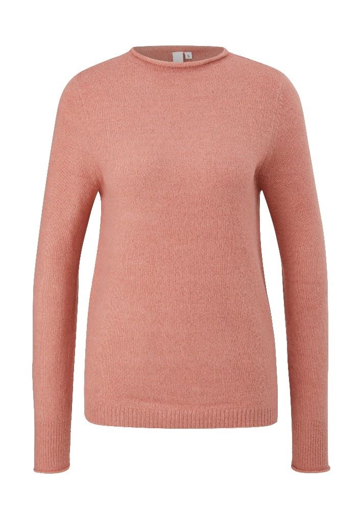 QS designed by Pullover mit Rollsäumen weiß, orange, grau S22  2124387 XL | 02W0 WHITE | 