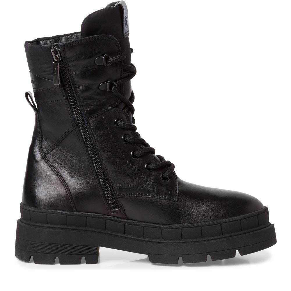 Tamaris Schnürboots Schnürstiefel derbe Sohle TOUCHit-Fußbett schwarz S22 1-1-25209-29 39 | 003 BLACK LEATH | 