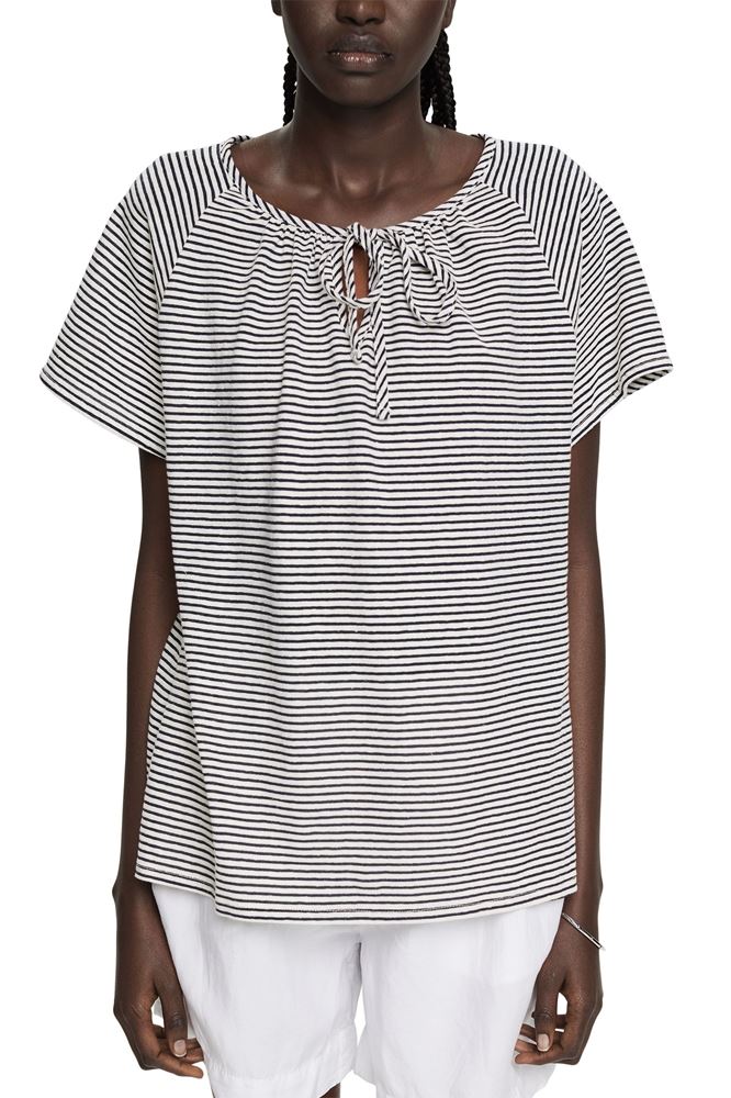 ESPRIT T- Shirt gestreift Leinenmix weiß S12 052EE1K317 S | E110 OFF WHITE | 