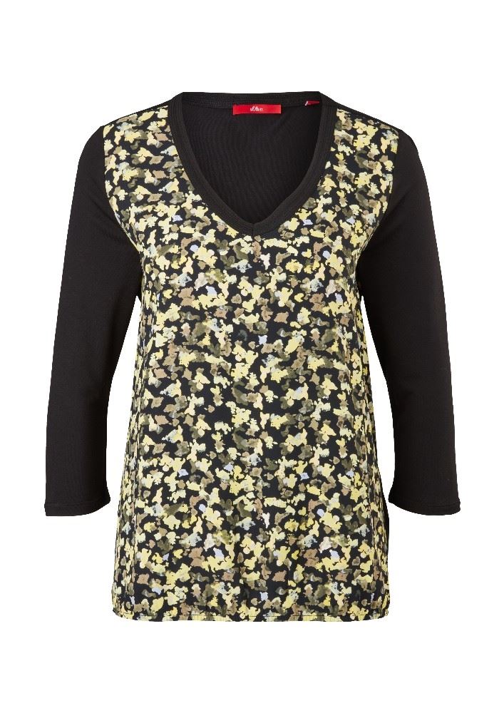 s.Oliver Shirt im Fabric - Mix 2060844 38 | 99B0 Black All | 