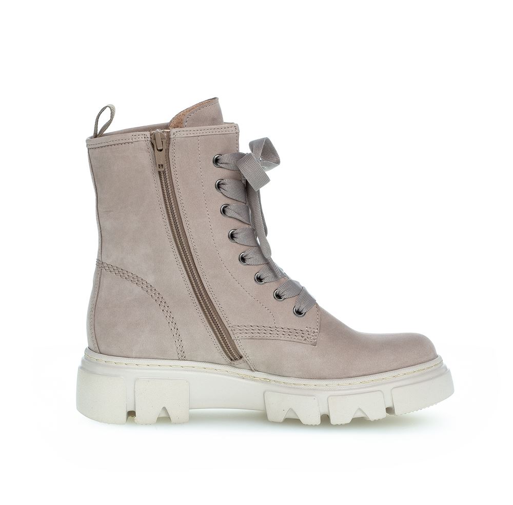 Gabor Bikerboot Schnürboot Rauleder Wechselfußbett grau S22 91.730.12 6 | leinen (dust) | F