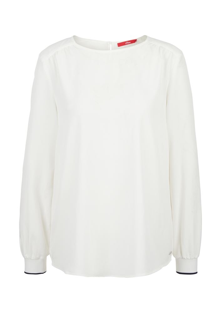 s.Oliver Bluse Langarm Rundhals Rippbündchen S20 2056581 36 | 0210 Off-White | 