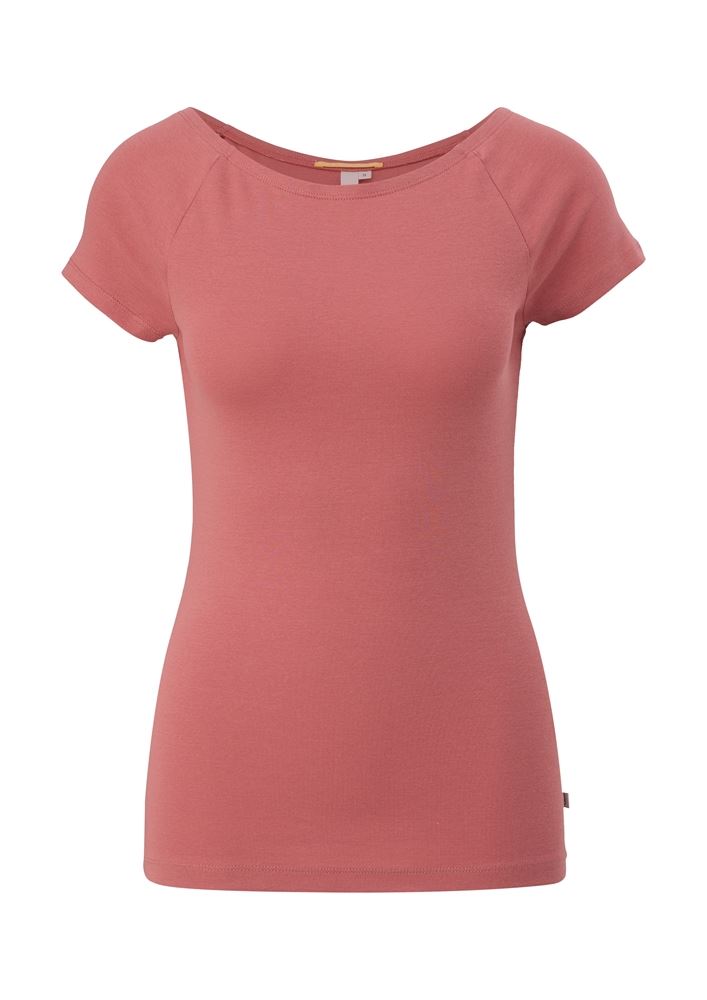 QS designed by Shirt aus Baumwollstretch weiß, orange, schwarz S13  2131449 