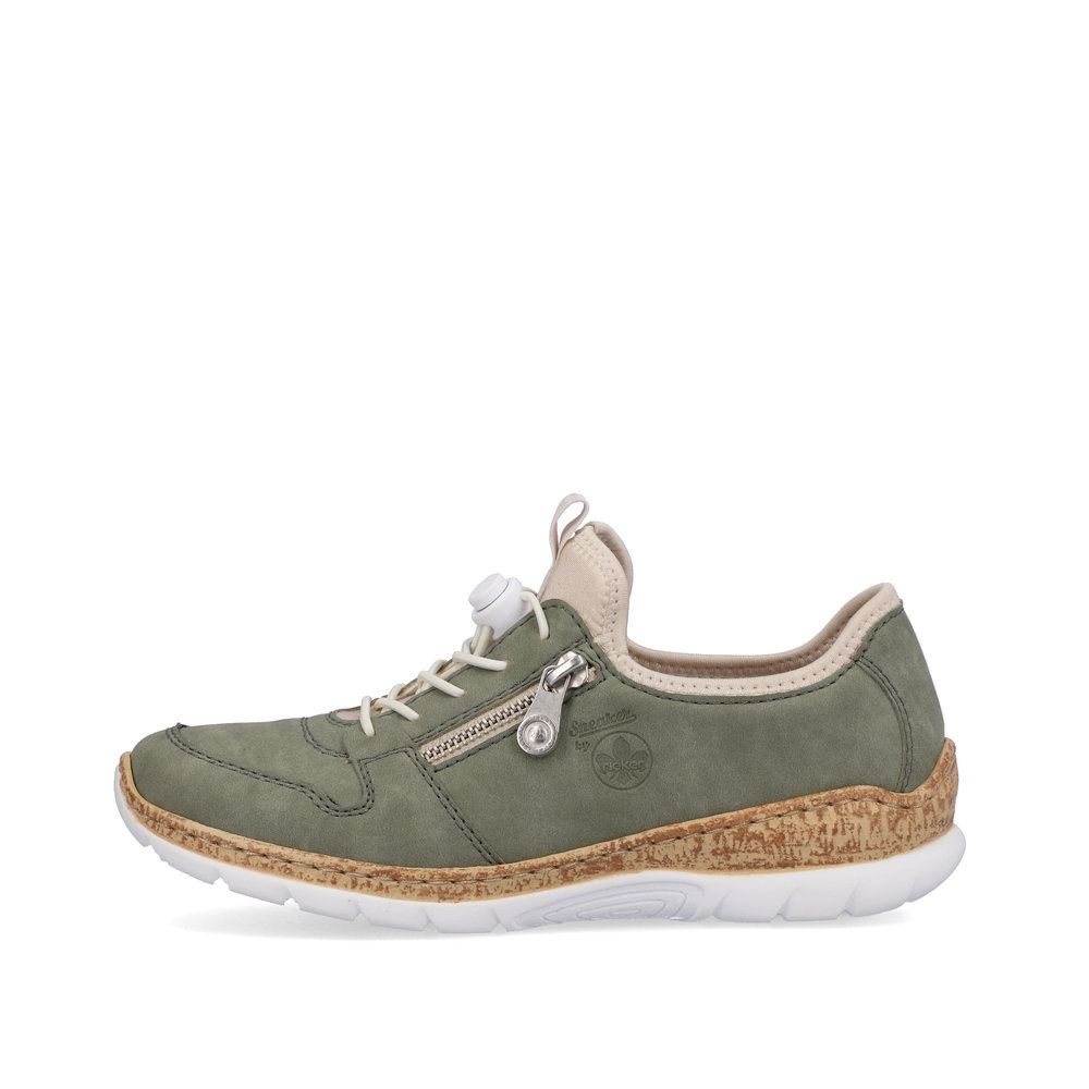 Rieker Antistress Damen Slipper Memosoft Decksohle Schnellschnürung grün S13 N42G0-52 