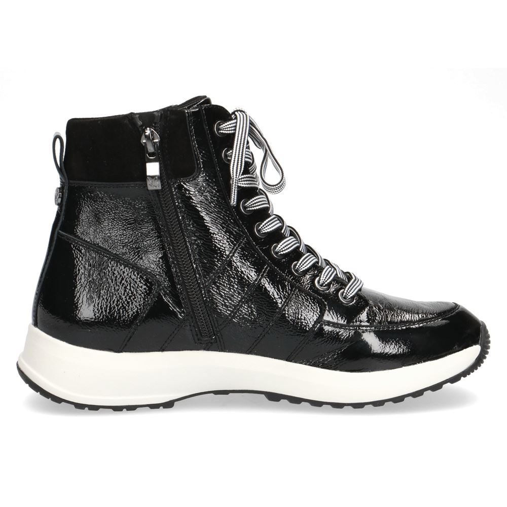 Caprice Schnürboot Sneaker High Top Lackleder schwarz S21 9-9-25204-27 37 | 019 BLACK COMB | 