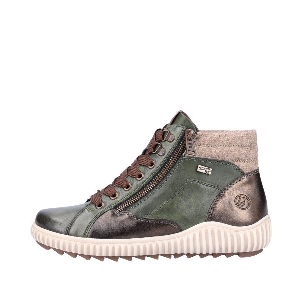 Remonte Schnürschuh Leder TEX- Membran Wechselfußbett grün S22 R8271-54 38 | moor/antik/moos | G