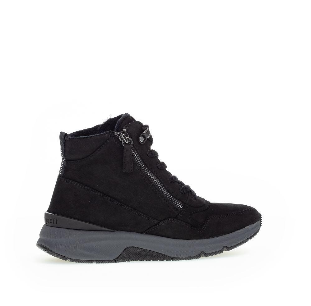 Gabor rollingsoft Schnürstiefelette Schnürschuh Rauleder OPTIFIT-Wechselfußbett  schwarz S22 96.888.47 5,5 | schwarz (Flausc | 