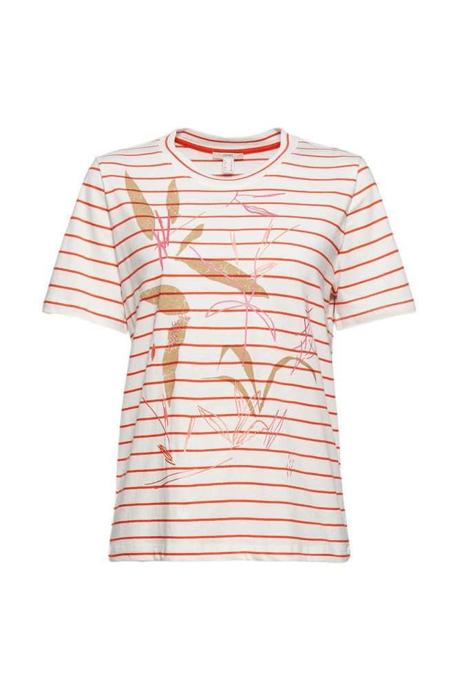 ESPRIT T- Shirt gestreift 041EE1K348 XXL | E635 ORANGE RED | 