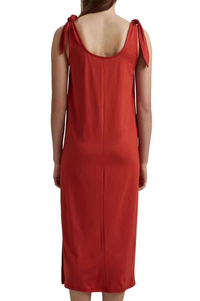 EDC Kleid Jersey mit Knoten Midilänge Terracotta rot 061CC1E302 