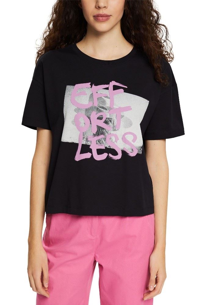 EDC T- Shirt Graffiti- Print Rundhalsausschnitt schwarz, weiß S12 052CC1K336 M | C001 BLACK | 