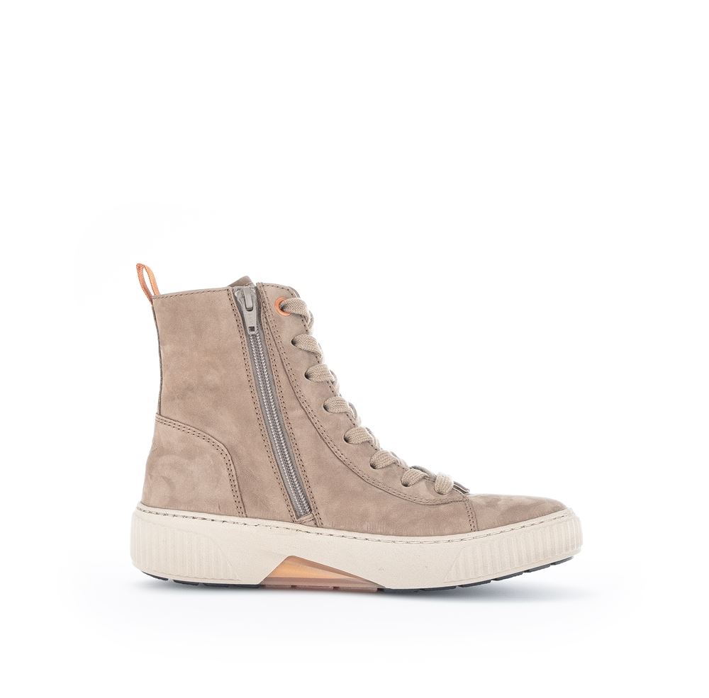 Gabor rollingsoft Schnürstiefelette Rauleder Wechselfußbett beige S22 96.805.44 5 | wood/orange(Fla | G