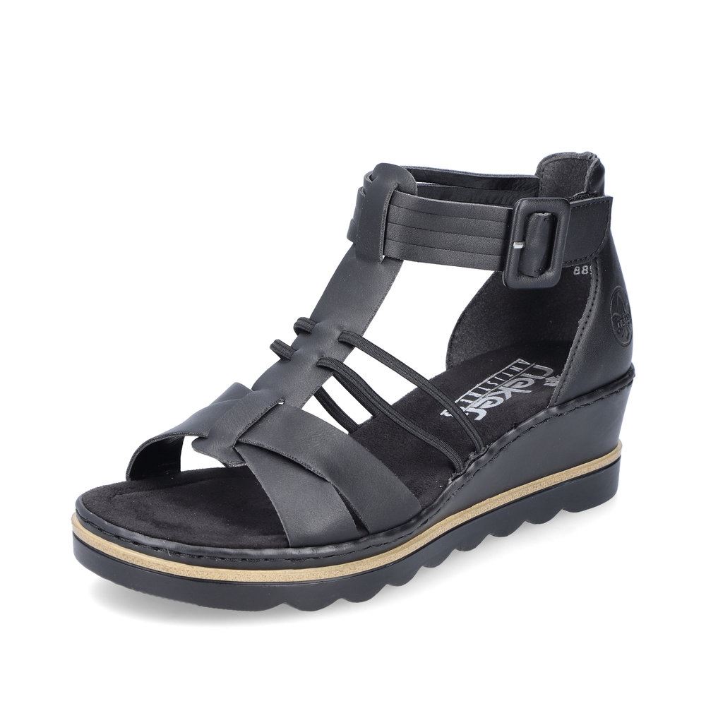 Rieker Damen Keilsandaletten asphaltschwarz S13 67480-01 