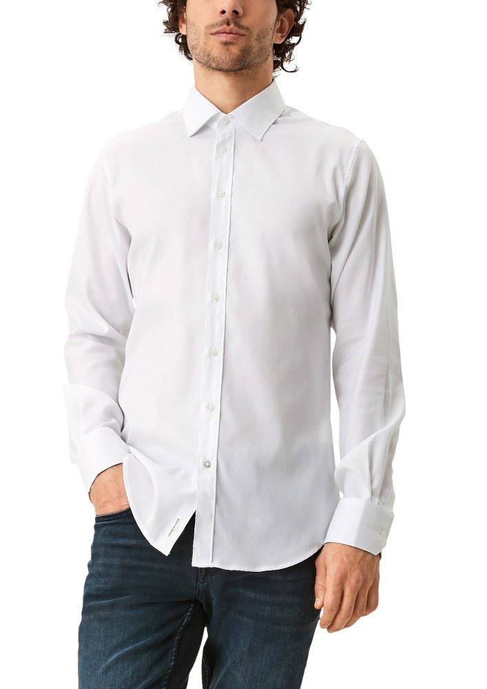 s.Oliver Hemd Langarm Slim Fit Kentkragen Manschetten weiß S21 2107821 