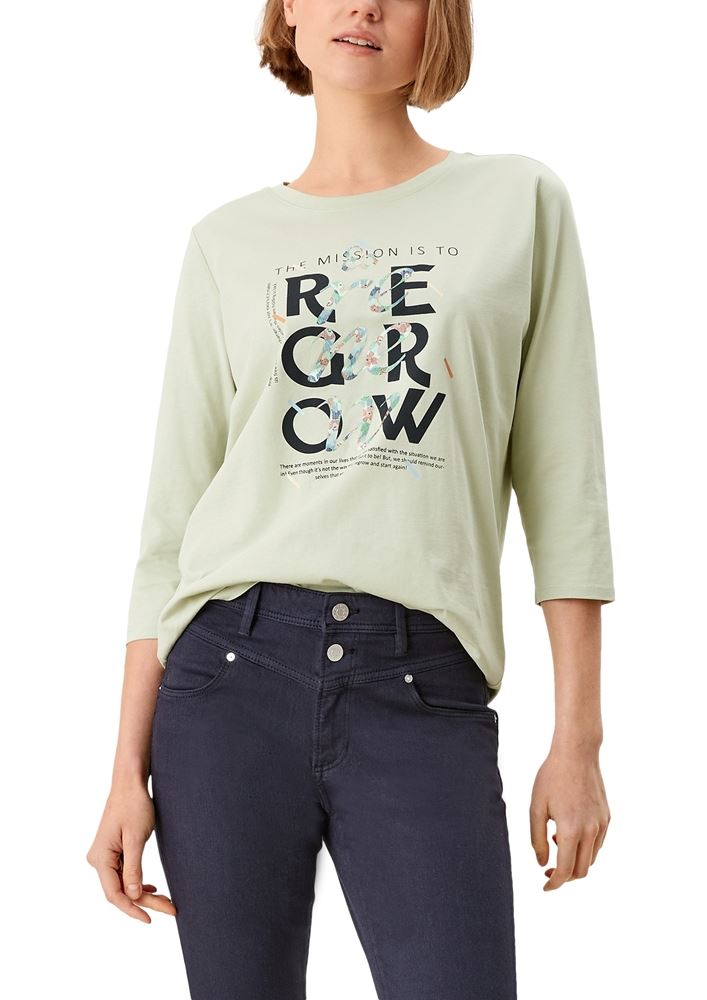 s.Oliver T- Shirt  Frontprint 3/4 Arm grün  2109571 XL | 72D1 sage place | 