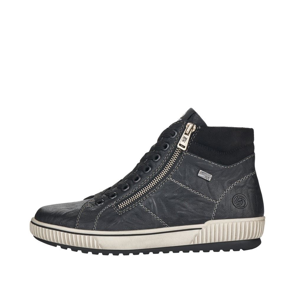 Remonte Damen Schnürschuh Sneaker High Leder TEX- Membran schwarz S22  D0772-01 38 | schwarz/schwarz | G