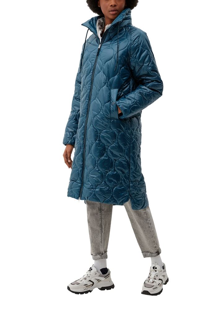QS designed by Steppmantel Stehkragen Strukturmuster blau S22  2116109 M | 6985 BLUE GREEN | 