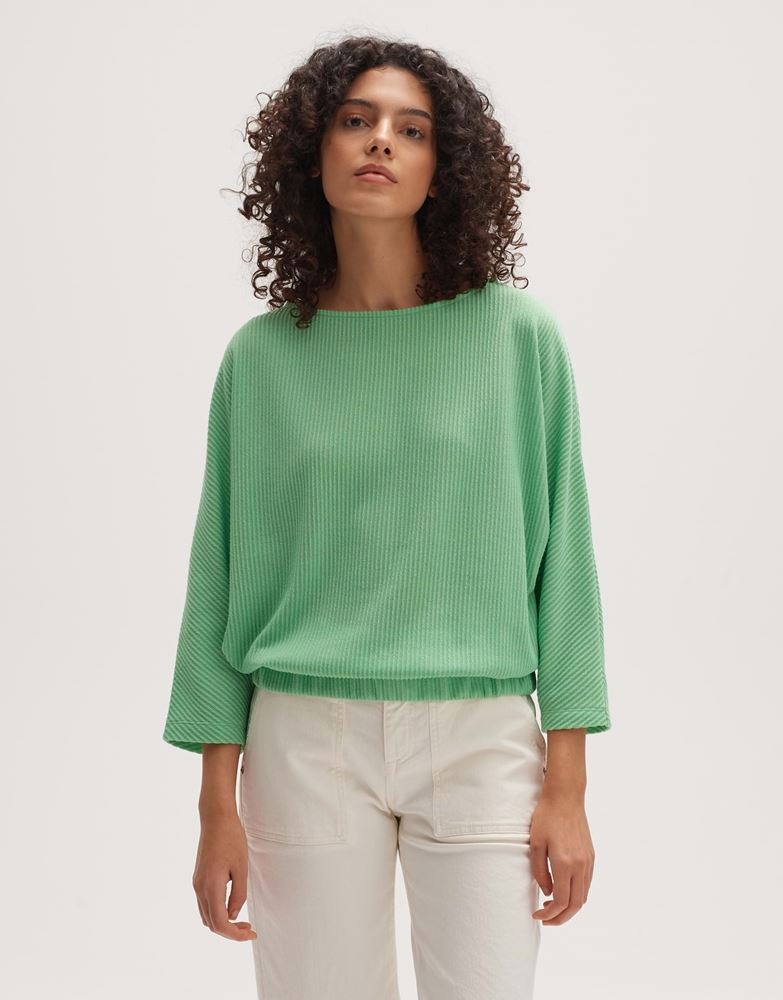 OPUS Sweatshirt Guzzina überschnittener Fledermausärmel in ¾ Länge grün S13 10153111191177 