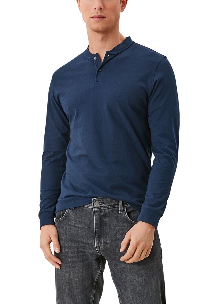 s.Oliver Henley- Shirt langarm blau schwarz S12  2116858 S | 5876 dark blue | 