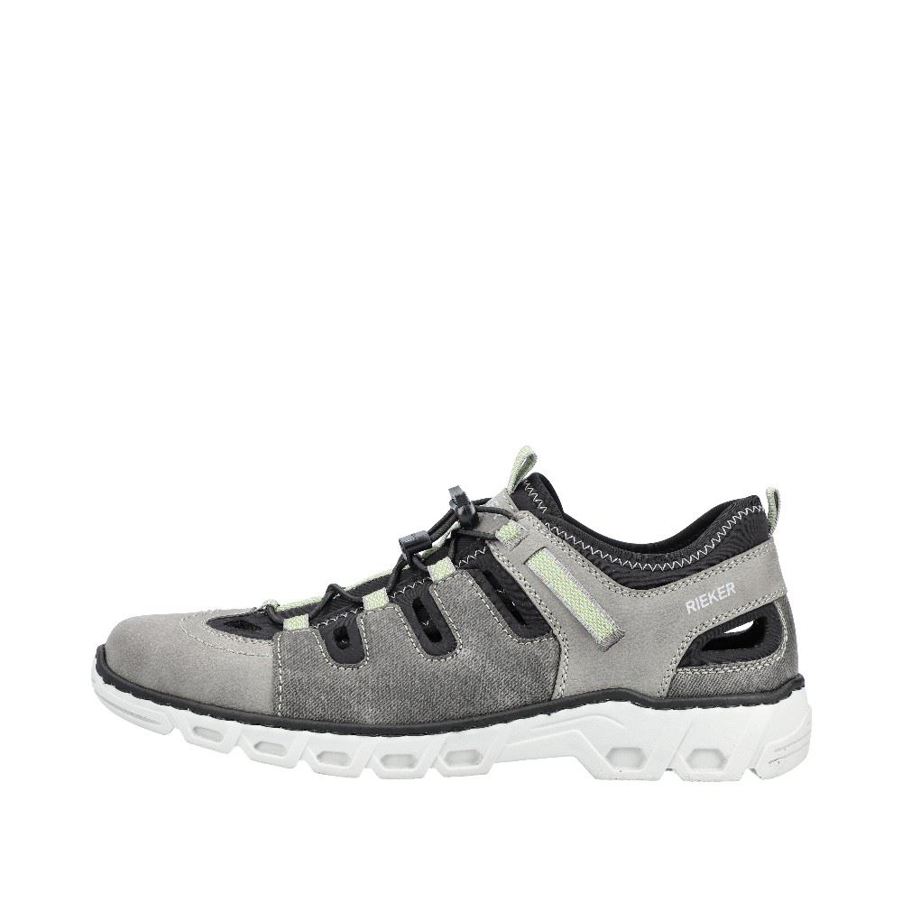 Rieker Antistress Herren Slipper Schlupfschuh Schnellschnürung  grau S12  14508-40 42 | Grau | H