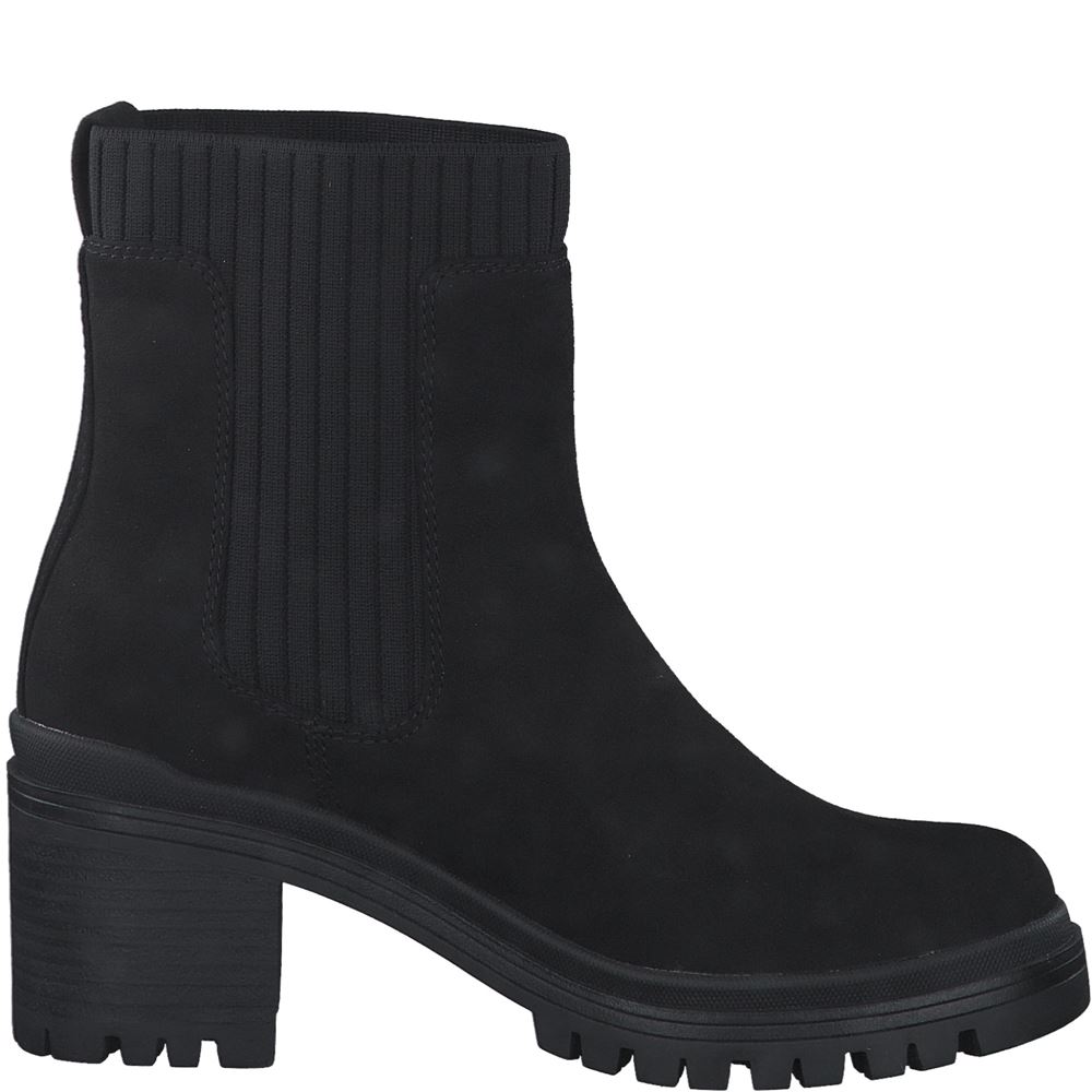 s.Oliver Damen Chelsea-Boots Stiefelette Blockabsatz schwarz S22 5-5-25430-29 