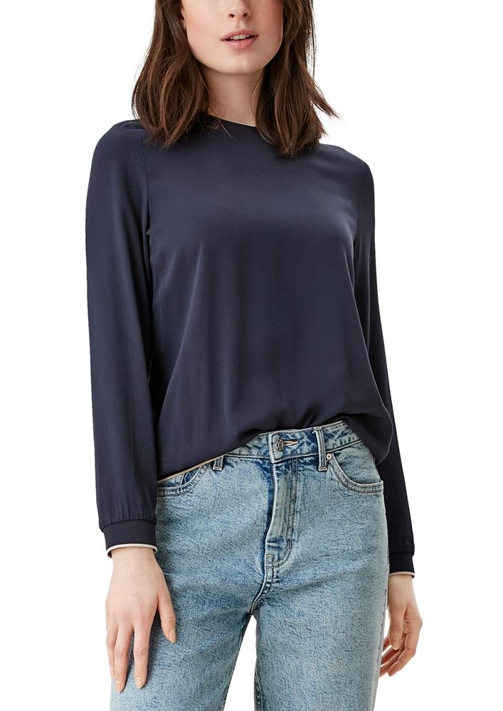 s.Oliver Bluse mit Rippbündchen grün blau S12  2117612 42 | 5959 dark blue | 