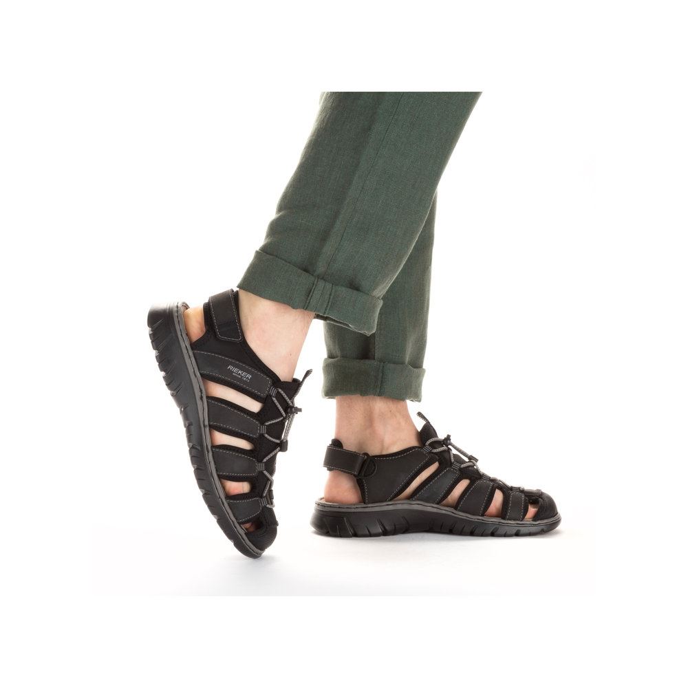 Rieker Herren Trekkingsandalen graphitschwarz S13  26770-00 42 | schwarz/schwarz | G
