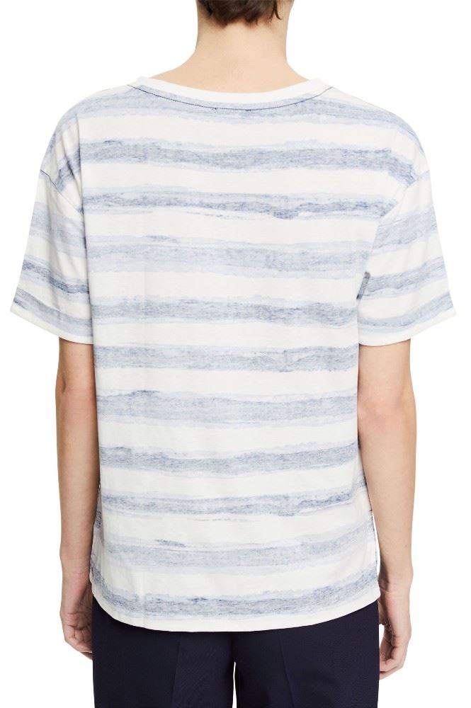ESPRIT Gestreiftes T-Shirt mit Print aus Bio-Baumwolle 032EE1K321 S | E110 OFF WHITE | 
