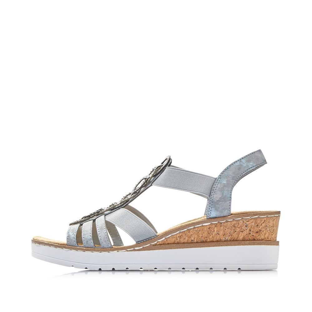 Rieker Antistress Damen Sandalette Keilabsatz Gummizug blau S13 V38H8-12 