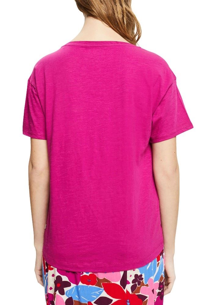 EDC Statement-Shirt aus Baumwolle 032CC1K305 L | C660 PINK FUCHS | 