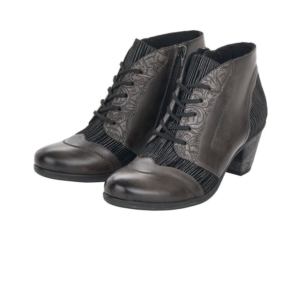 Remonte Stiefelette Schnürstiefel Leder schwarz Absatz D8789 