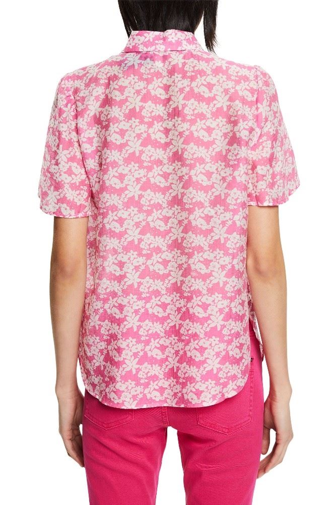 EDC geblümte Bluse mit Leinen 032CC1F302 XL | C673 PINK 4 | 