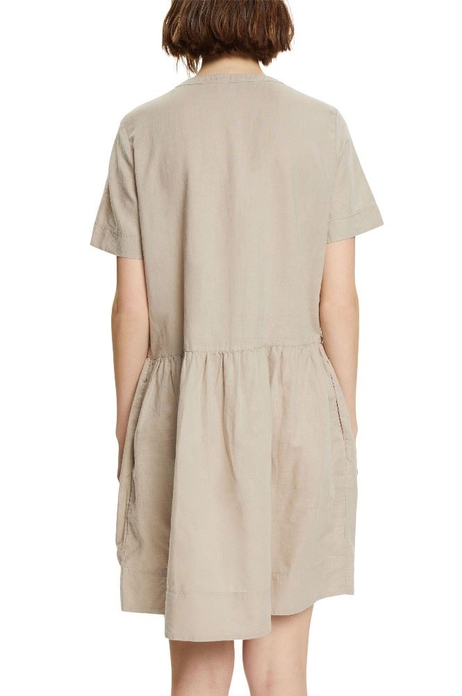 ESPRIT Kleid mit Knopfleiste aus Leinen-Mix 042EE1E315 40 | E260 LIGHT TAUP | 