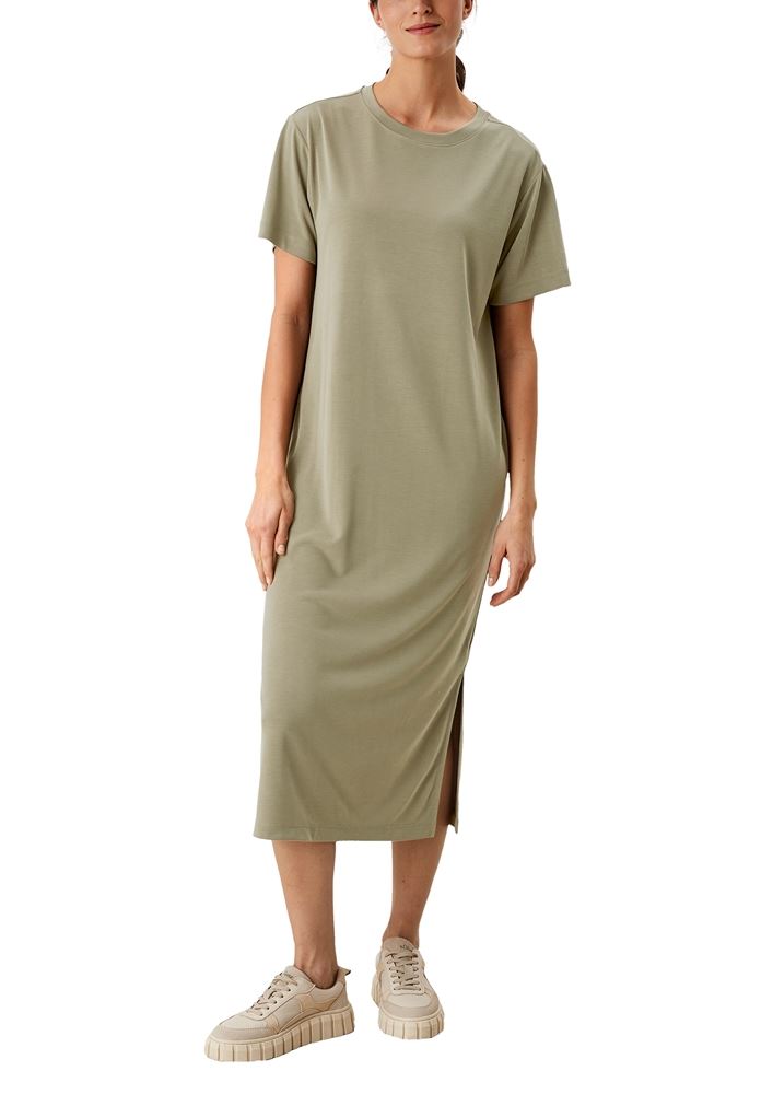 s.Oliver T- Shirt- Kleid Schlitze lang 2113896 L | 7299 dusty oliv | 