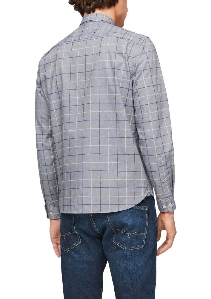 s. Oliver Herren Hemd karriert Strecht grau 2056351 XL | 95N4 grey check | 